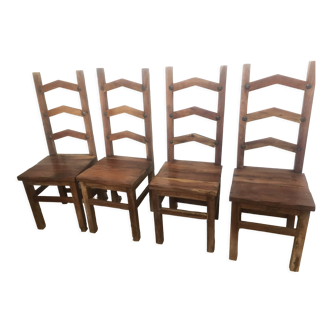 Lot de 4 chaises en teck indien massif