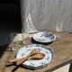 Small deep Gien earthenware plate with blue landscape motif D21.5