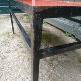 Coffee table in enamelled lava orange 70's