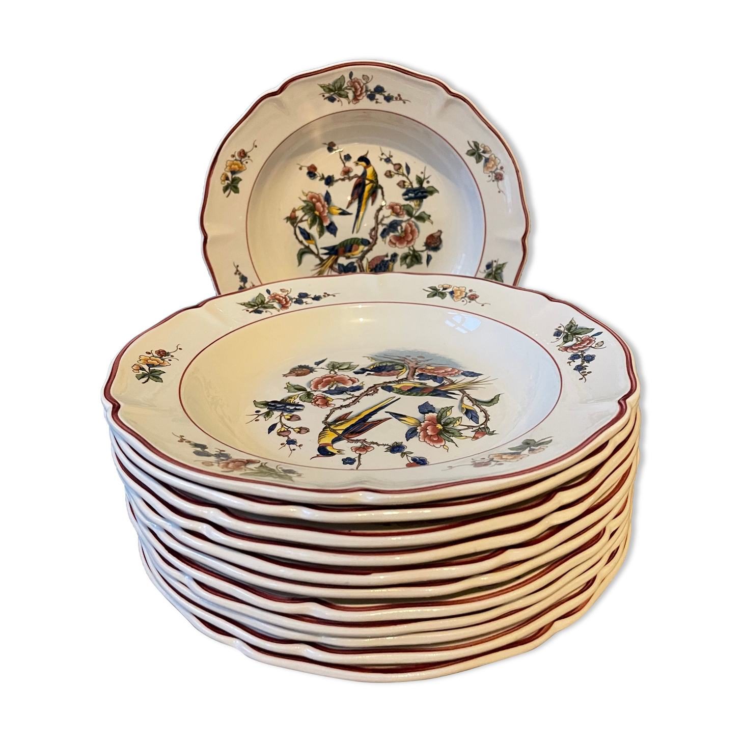 Set of 12 Villeroy and Boch hollow plates, model "Phoenix"