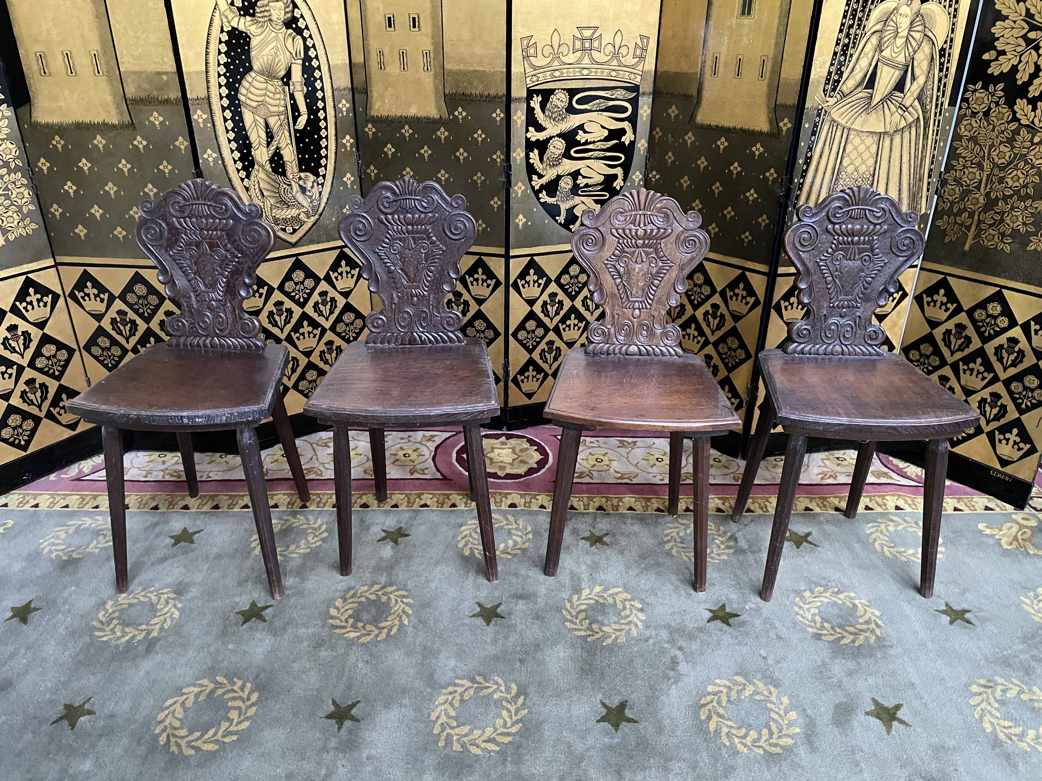 4 Alsatian chairs in solid oak