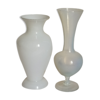 Duo of vintage fair opaline vases