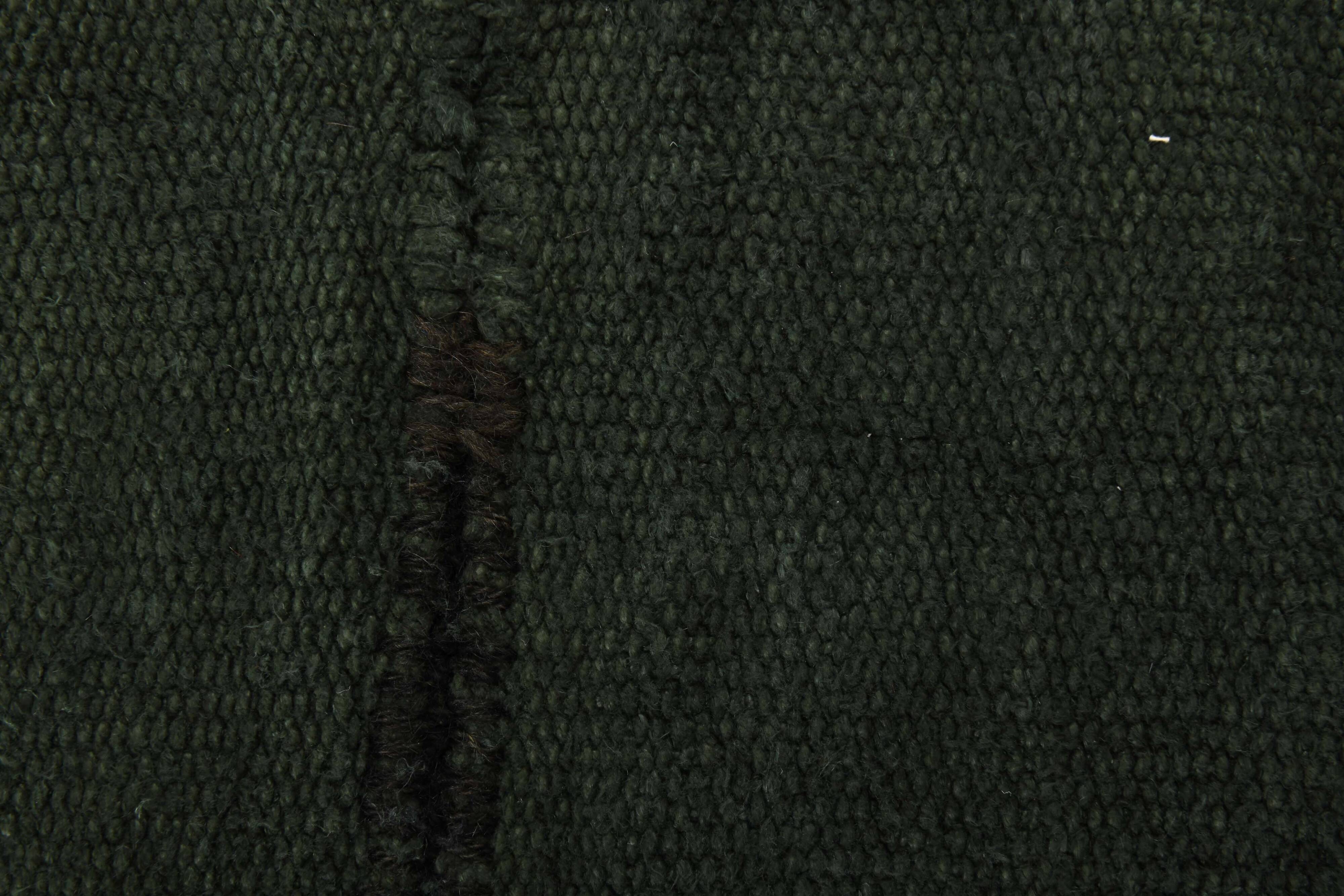 4x5 Dark Green & Black Kilim Rug, 138x150Cm