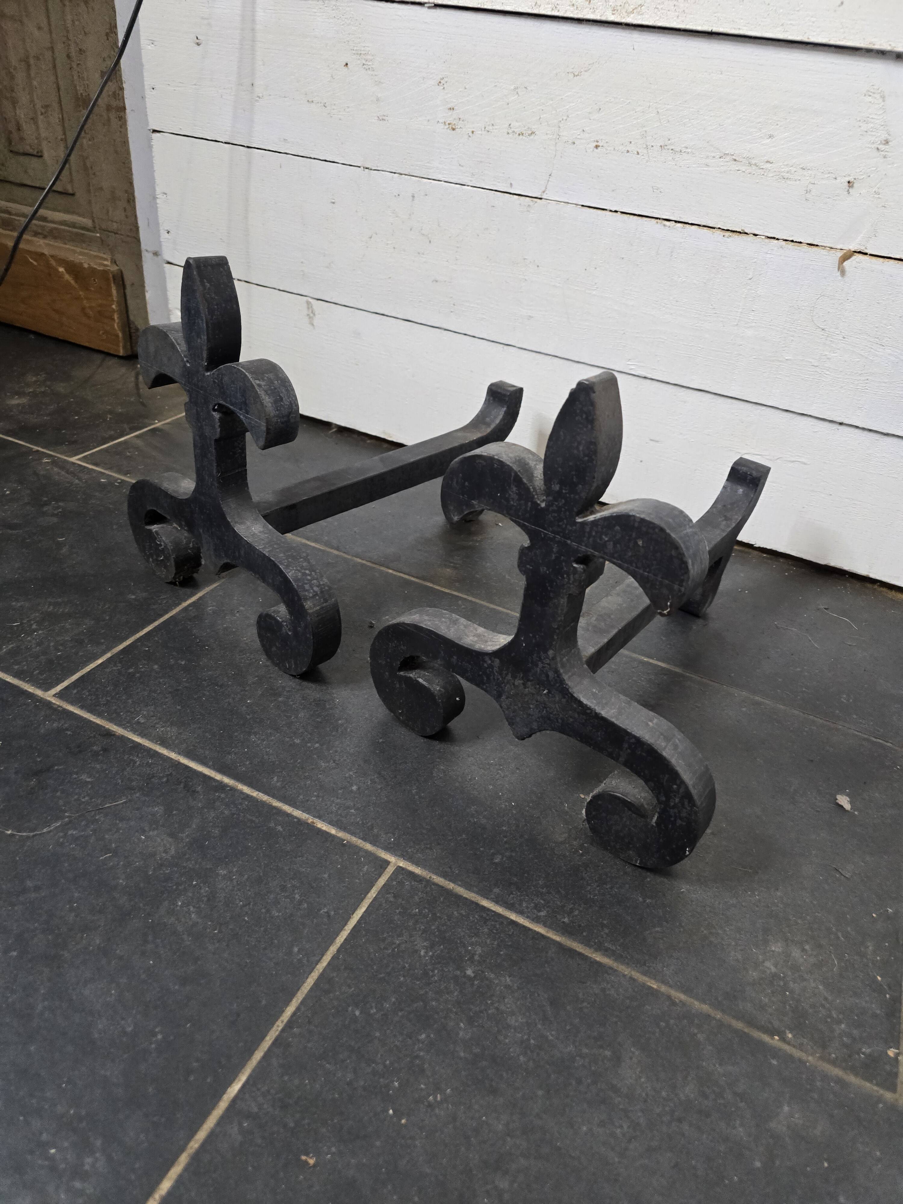 Pair of wrought iron andirons