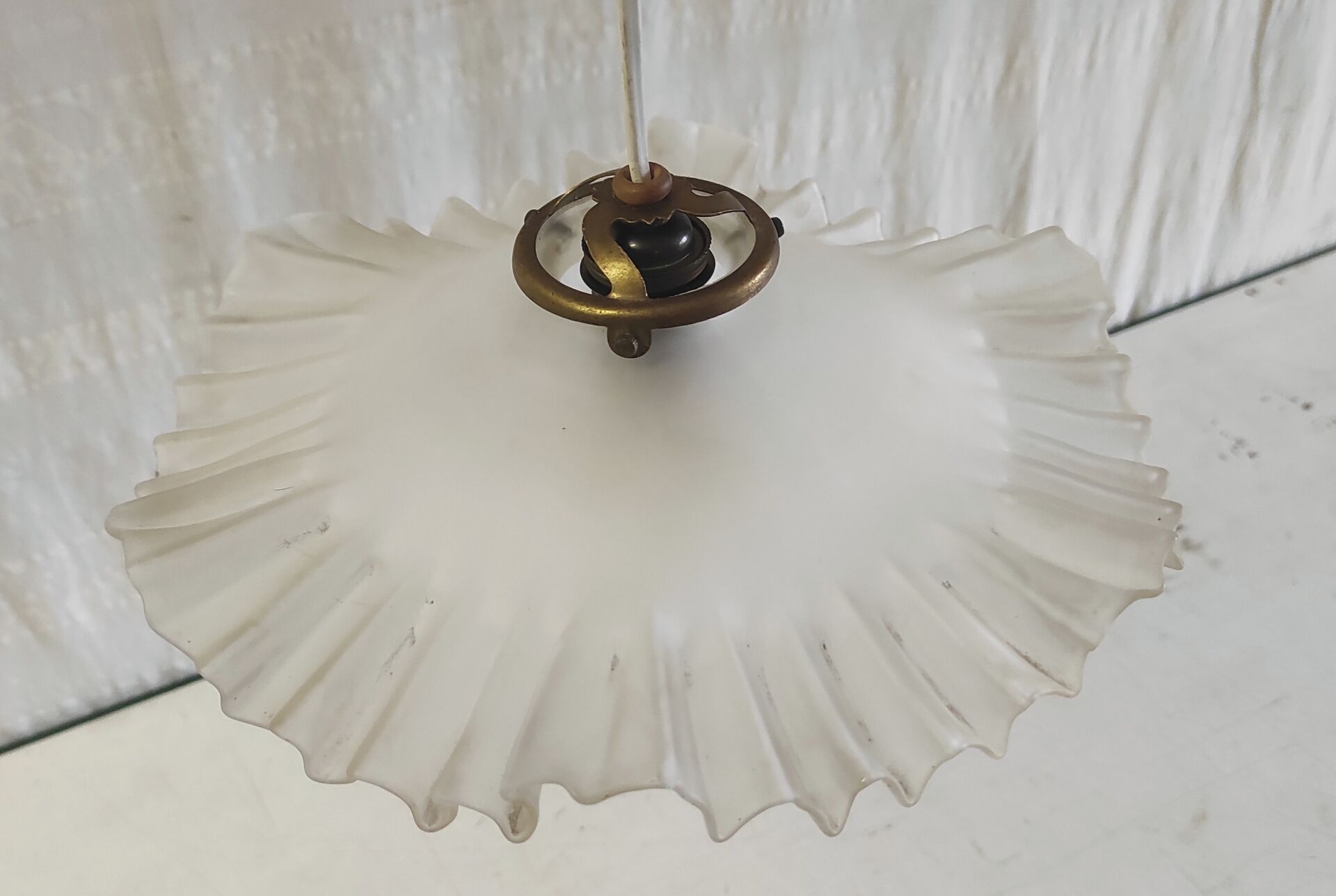 Pleated glass lampshade - mid 20th century