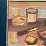Original Swedish Oil on Canvas – "Breakfast" by Bengt Delefors – Signed "B. Delefors" – Vintage & Framed – 49 × 40 cm (19.3" × 15.7")