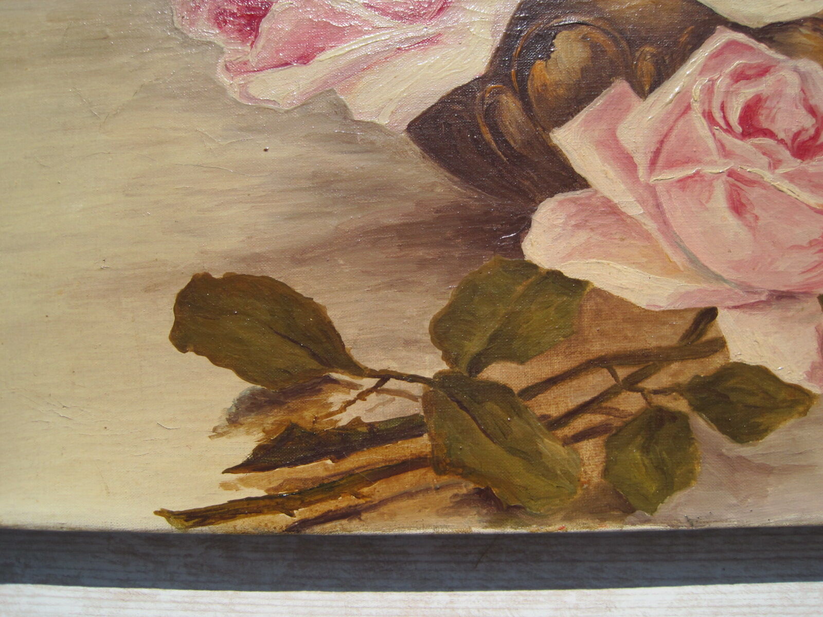 Oil painting on canvas HST Roses Vase signed GUY FAUDOT Pier