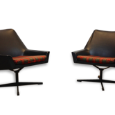 Pair of black 1960 leatherette chairs