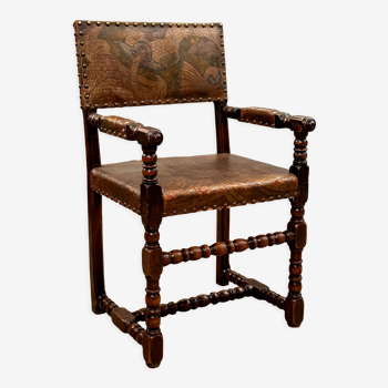 Cordoba leather arm chair of Louis XIII XVIIth era