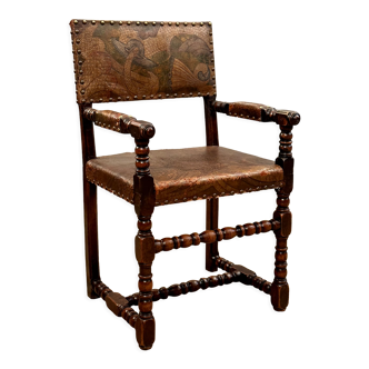 Cordoba leather arm chair of Louis XIII XVIIth era