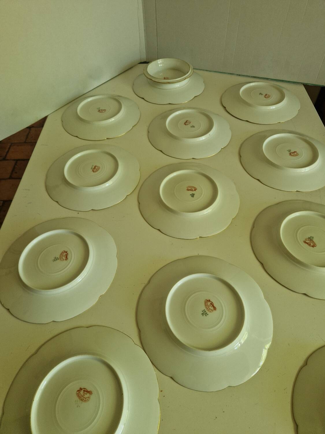 Lot of 11 Porcelain Dinner Plates Plus Presentation Dish Manufactured