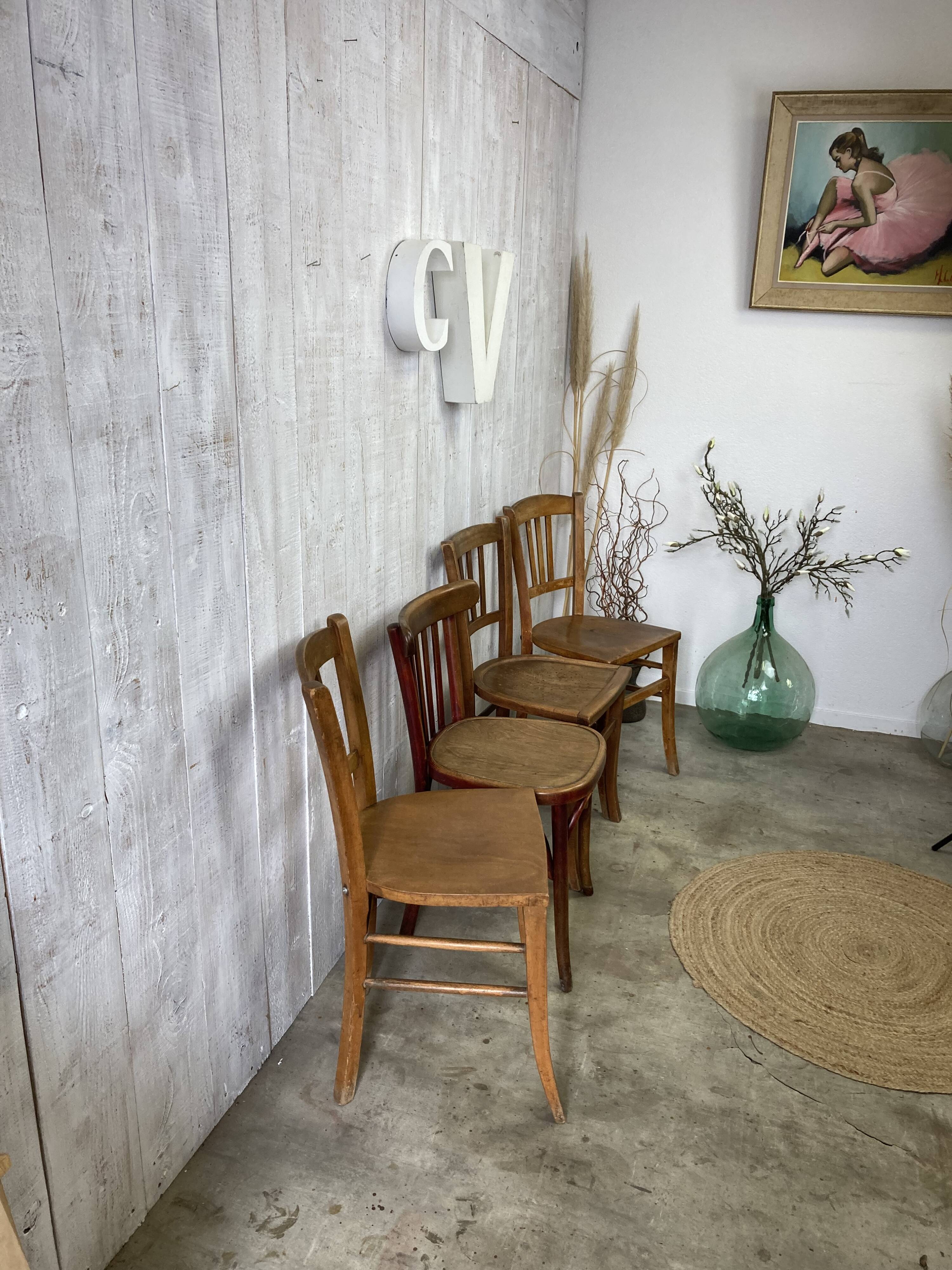 Set of 4 mismatched bistro chairs