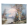 Vintage oil painting – Forest by the lake under a pastel sky