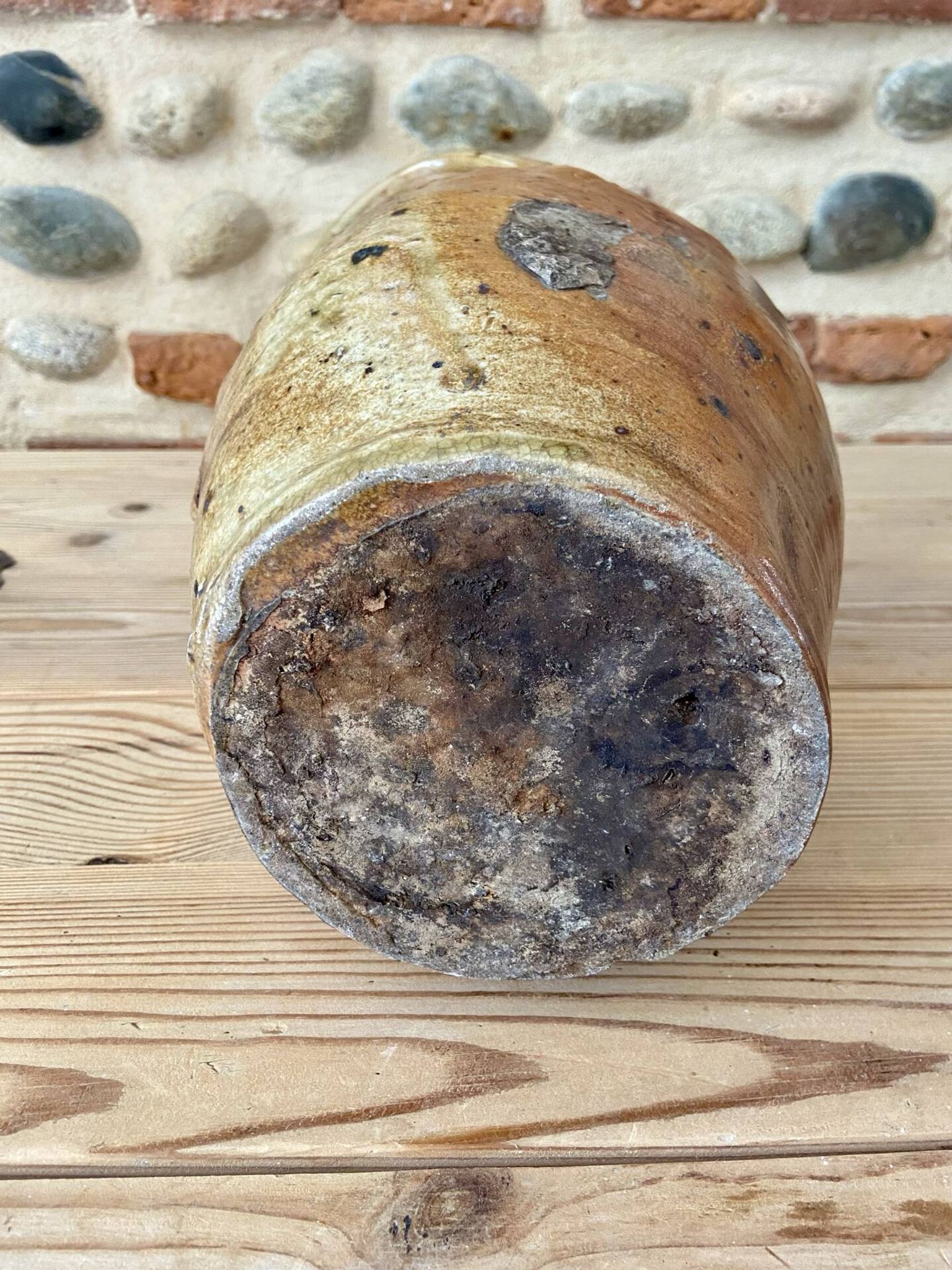 Ancient stoneware jar with two handles – late 19th / early 20th century