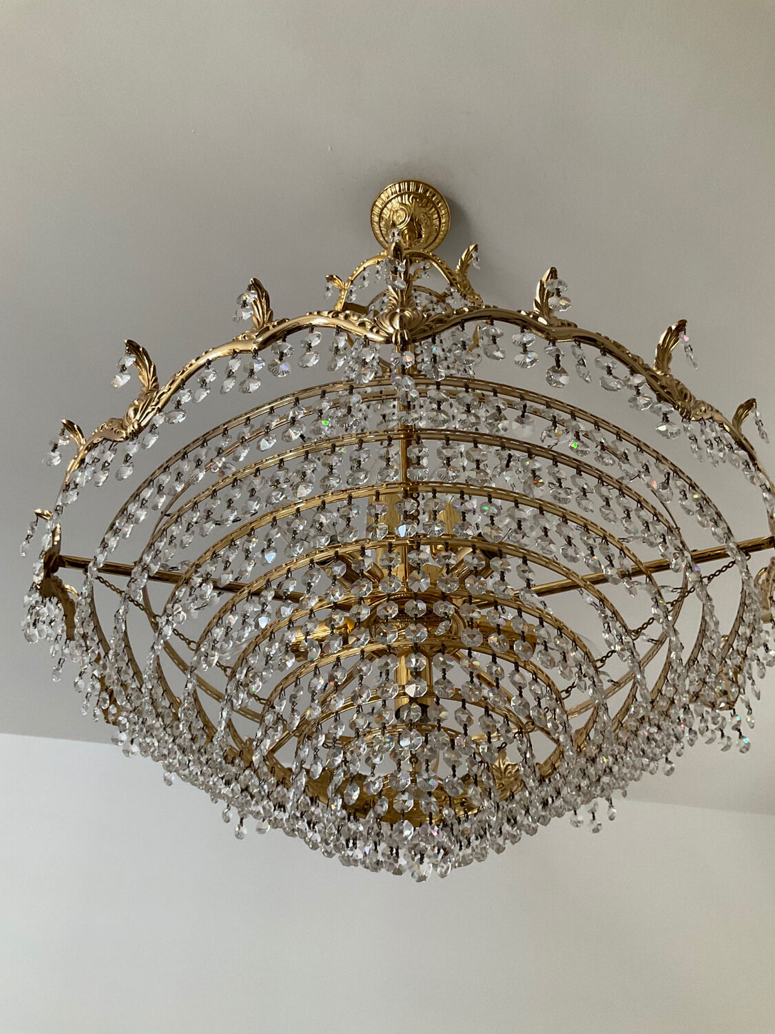 Lustre Montgolfière à pampilles de cristal | Selency