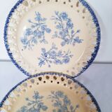 Decorative openwork plates with blue flowers