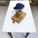 Oak and marble farm table