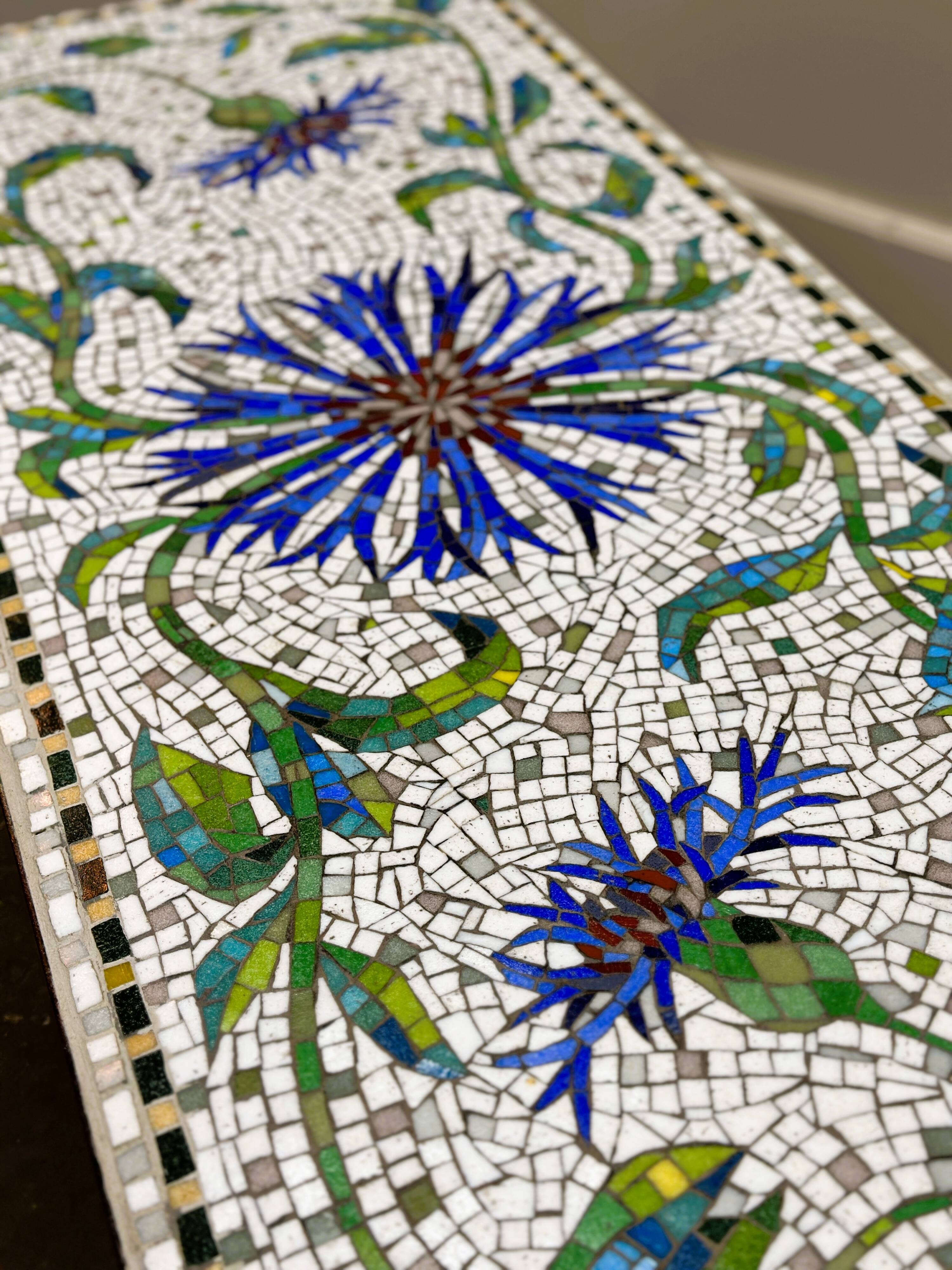 Amazing Wrought Iron Handmade Mosaic Coffee Table - France 1960's