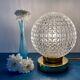 Vintage globe table lamp in molded glass