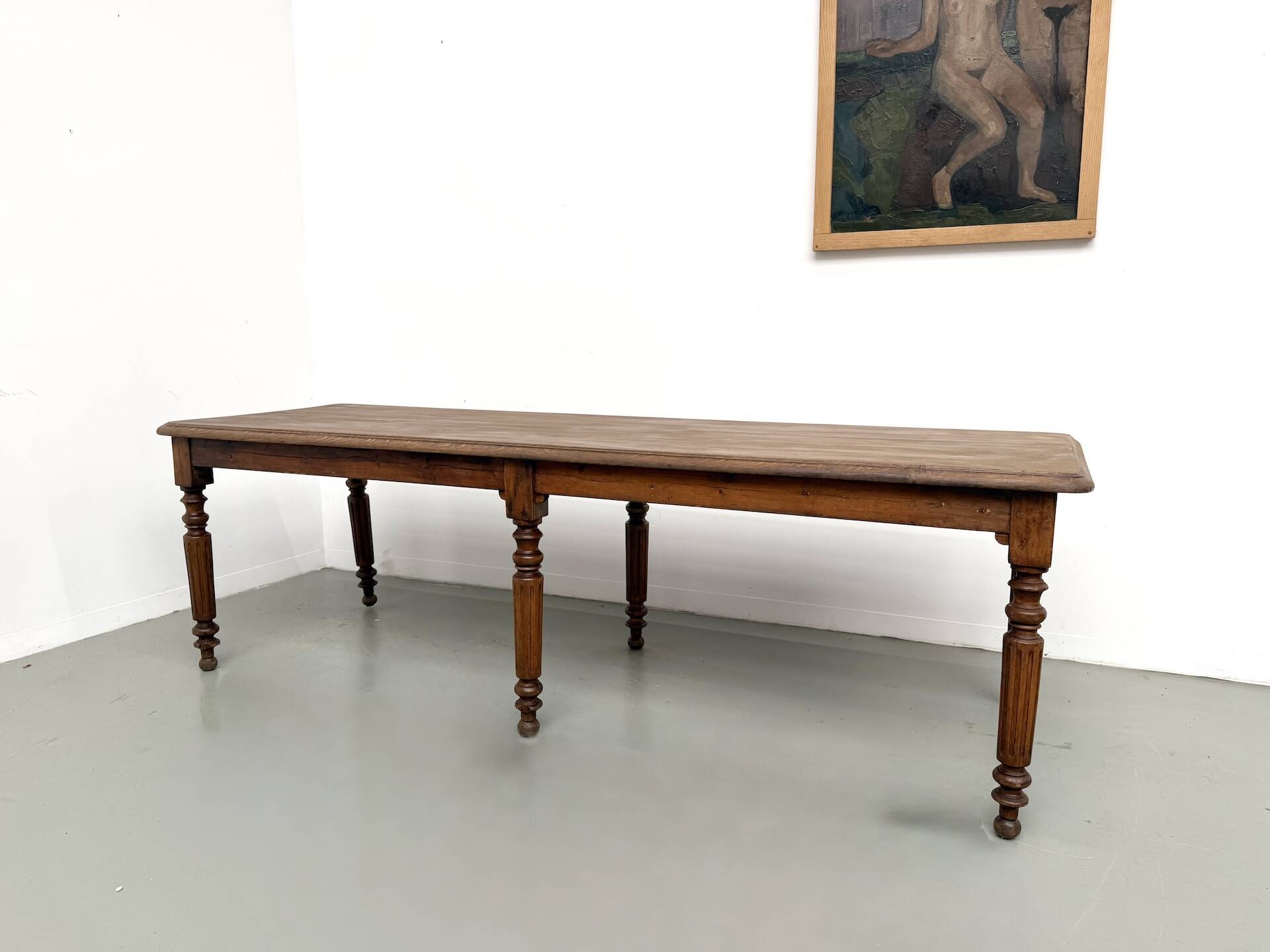 Table en chêne massif à 6 pieds tournés (1900)