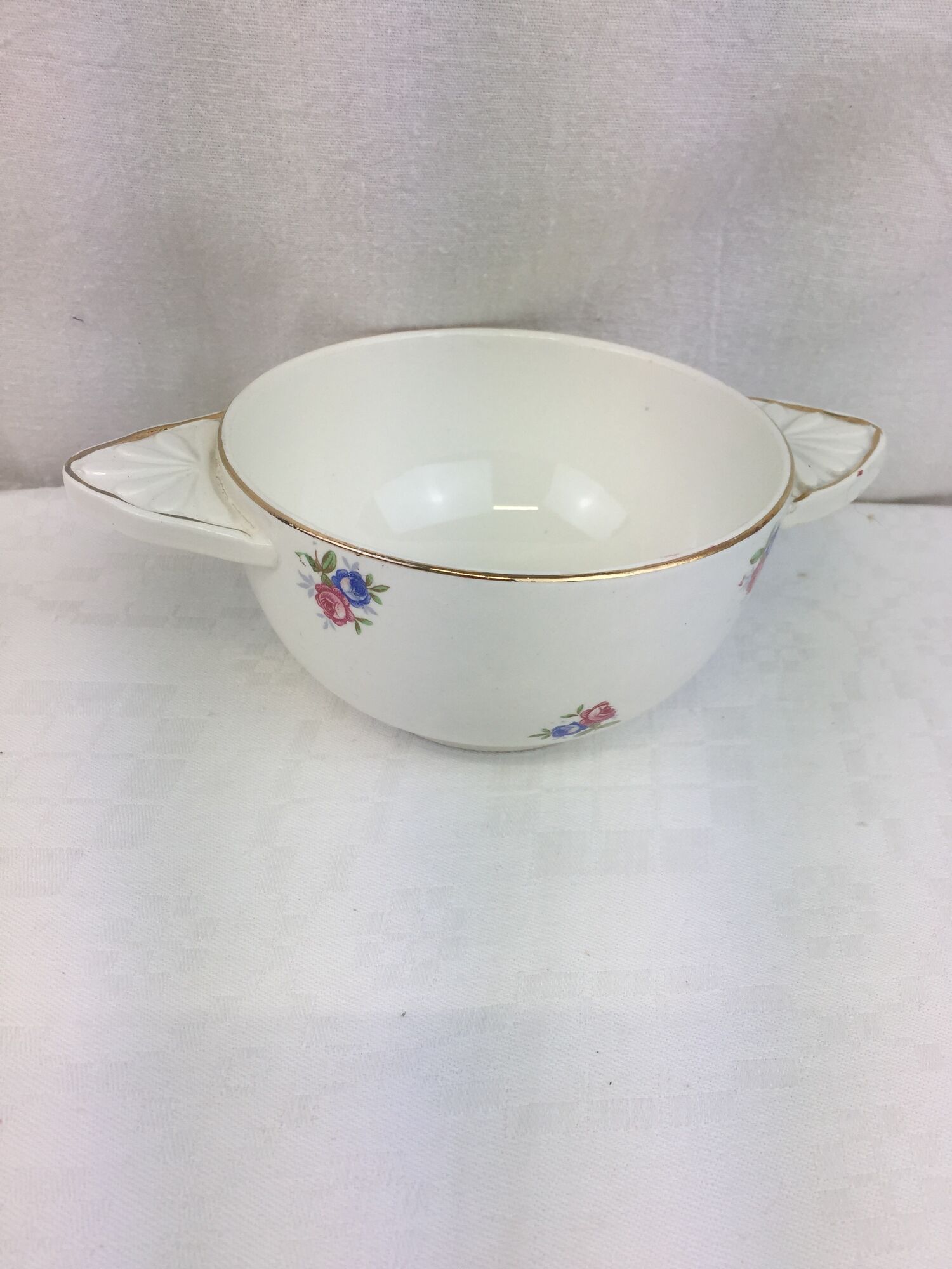 Antique bowl with glazed ceramic ears made in France Digoin Sarreguemines