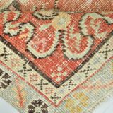 Tapis Couloir Vintage Patiné – Tons Corail, Crème & Vert Sauge, 85x352 Cm