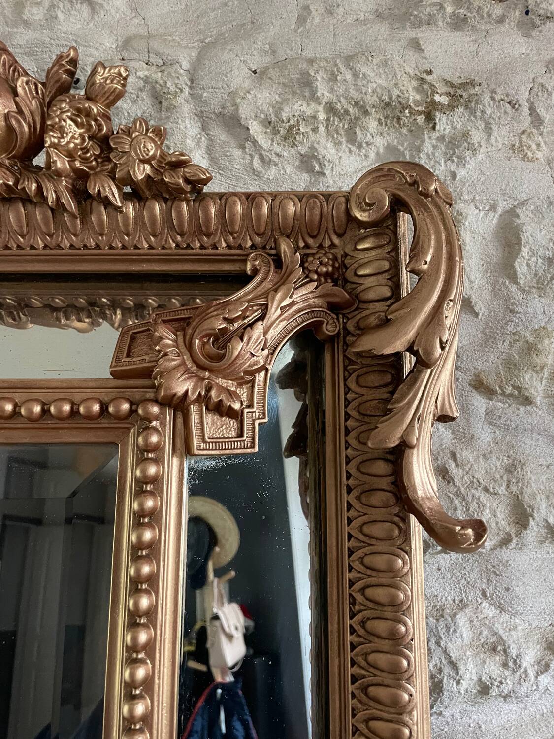 Mercury mirror with frame from the 19th century.