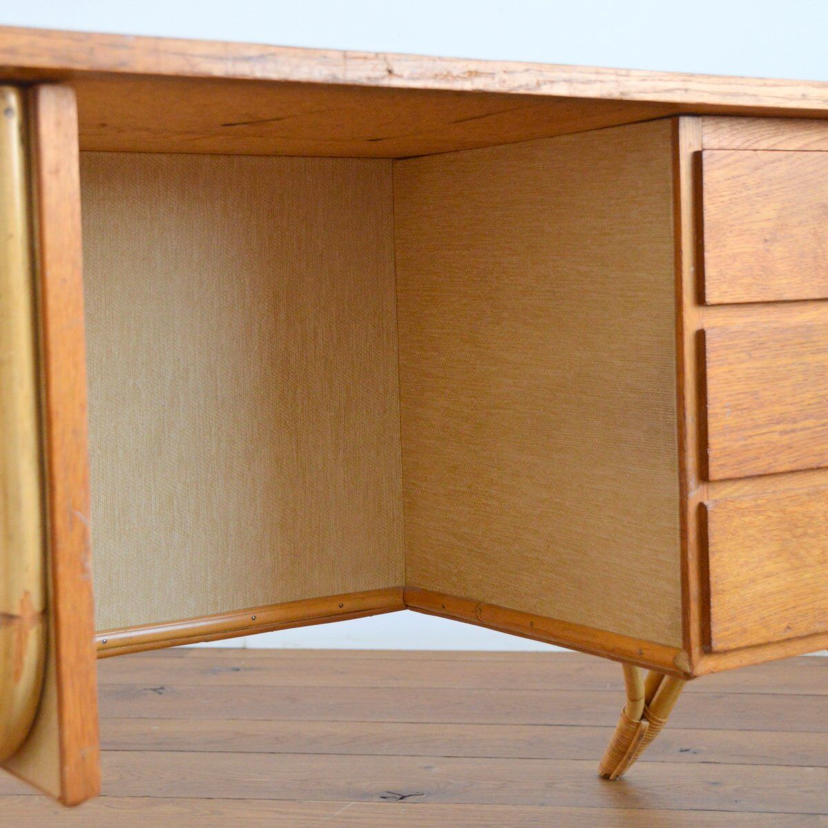 Rattan and formica desk vintage