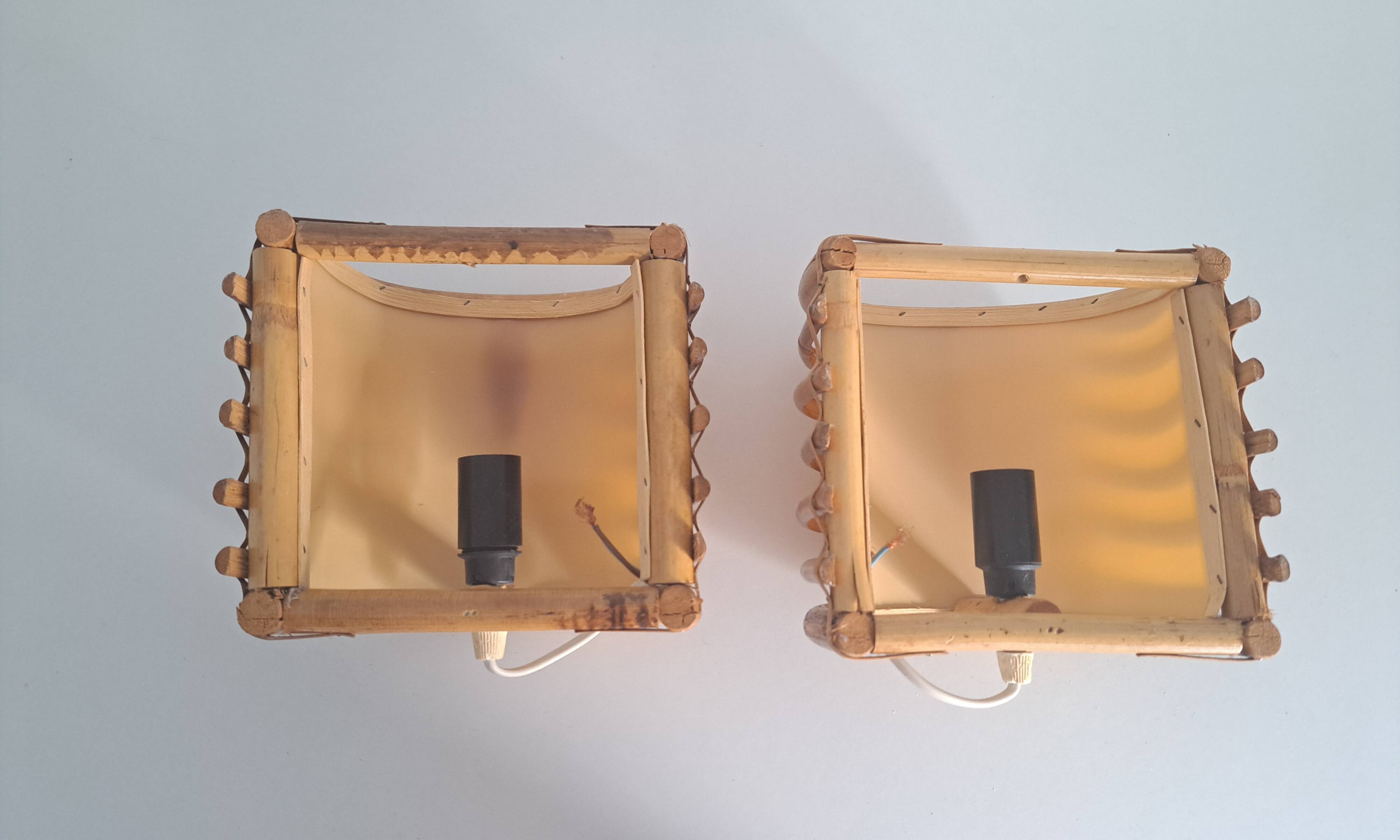 Pair of vintage bamboo sconces