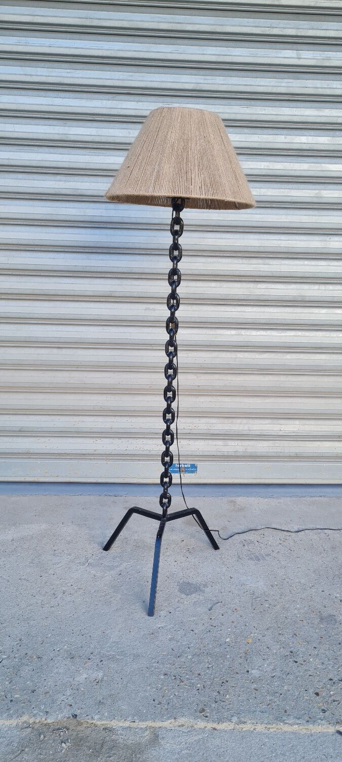 Vintage iron chain floor lamp from the 1950s