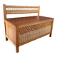 Vintage wood and rattan toy chest bench