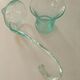 Service en verre soufflé bullé vert d'eau – Coupe sur pied, 5 tasses et louche