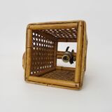 Rattan and cane lantern wall light. 1950s-1960s