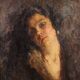 19th century Italian Impressionist female portrait painting