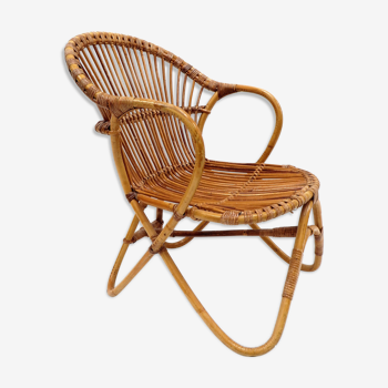 Fauteuil rotin vintage par Rohe par Dirk van Sliedregt années 60