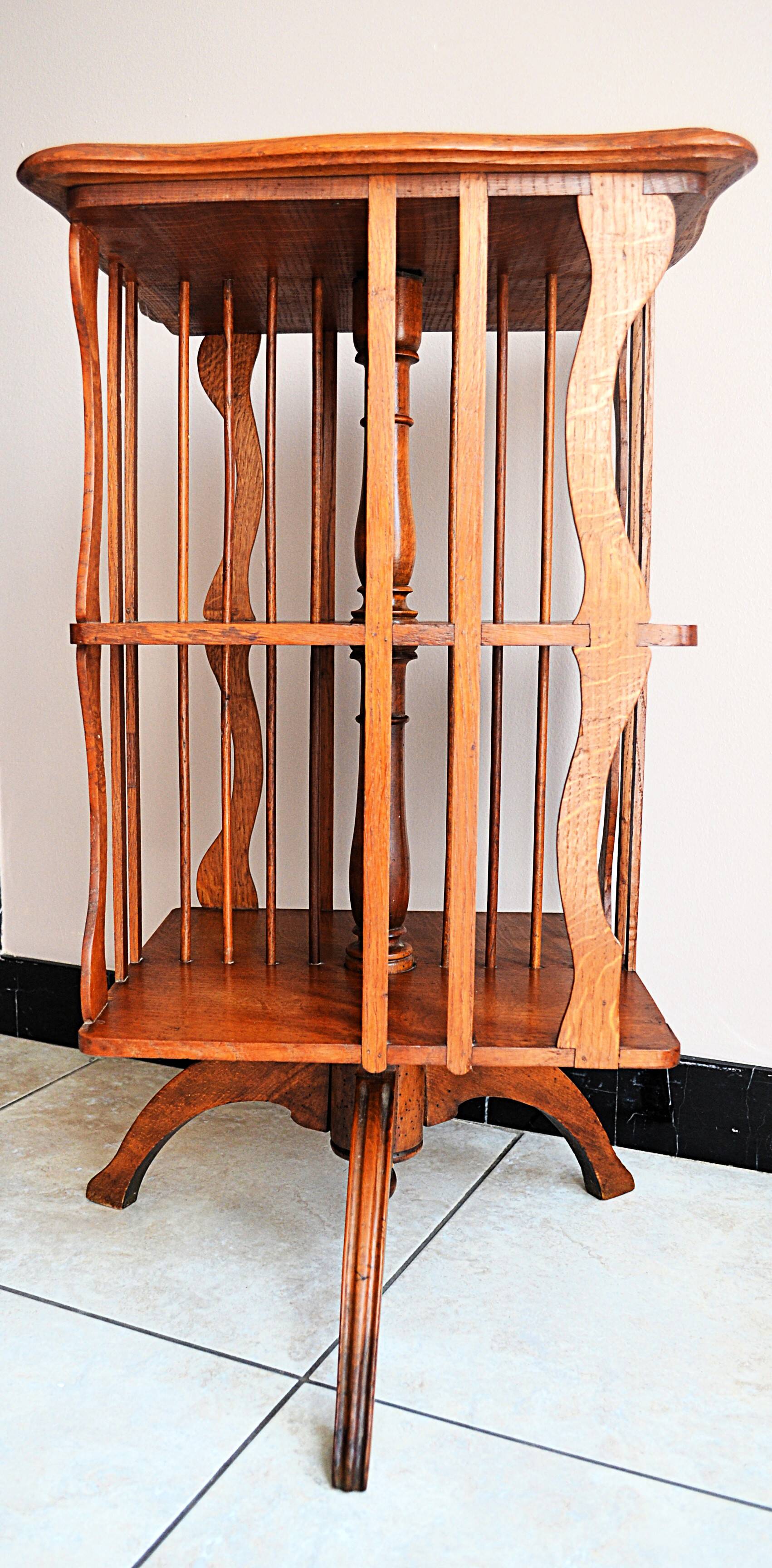 Antique Solid Wood Revolving Bookcase