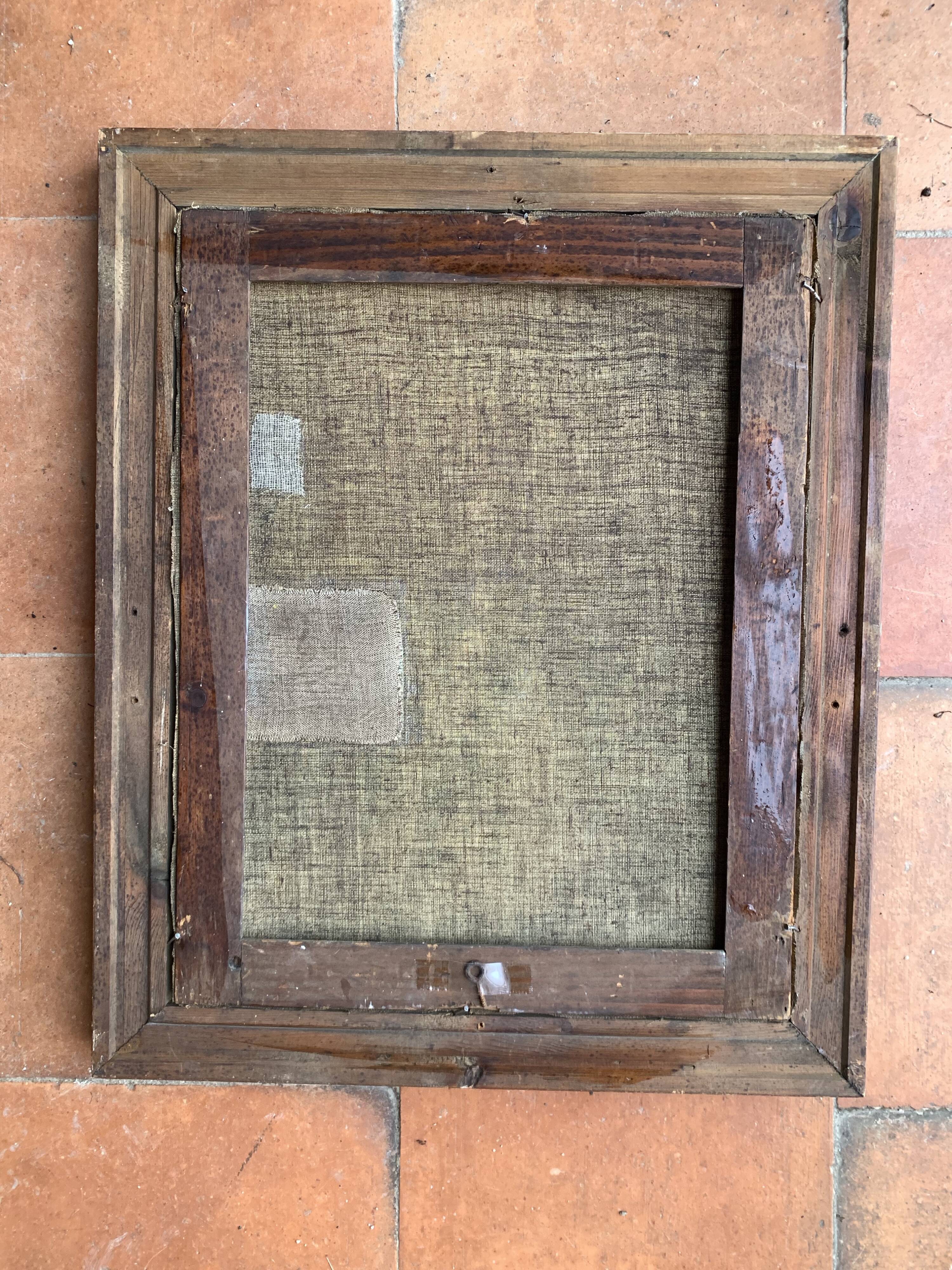 Cécile Van Moé. 19th Century Charming oil on canvas presenting a young woman near a well.