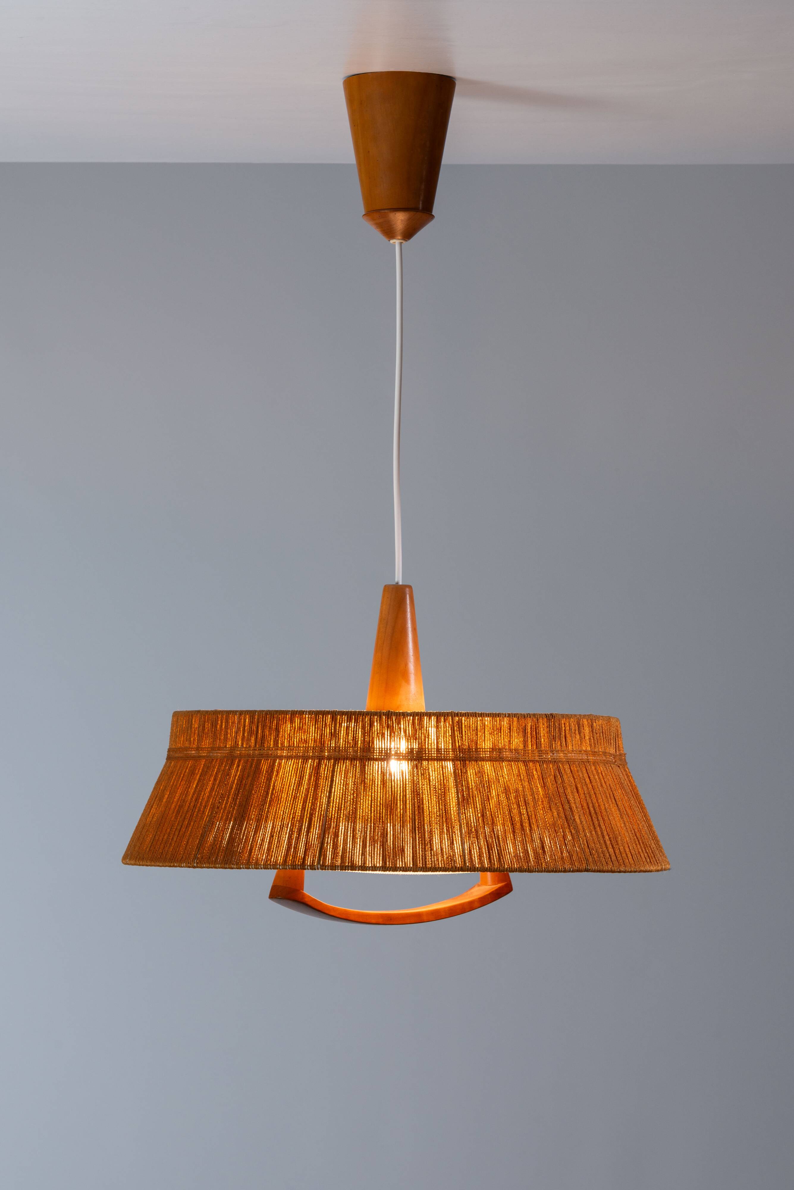 Temde teak and sisal pendant