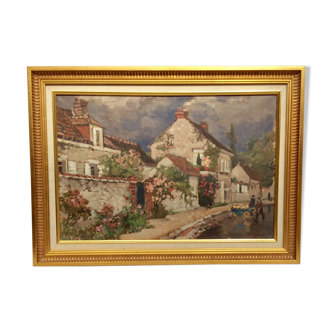 Painting Oil on canvas "French village " painter Valéry Sekret born 1950 Russian dimension: 40x60cm