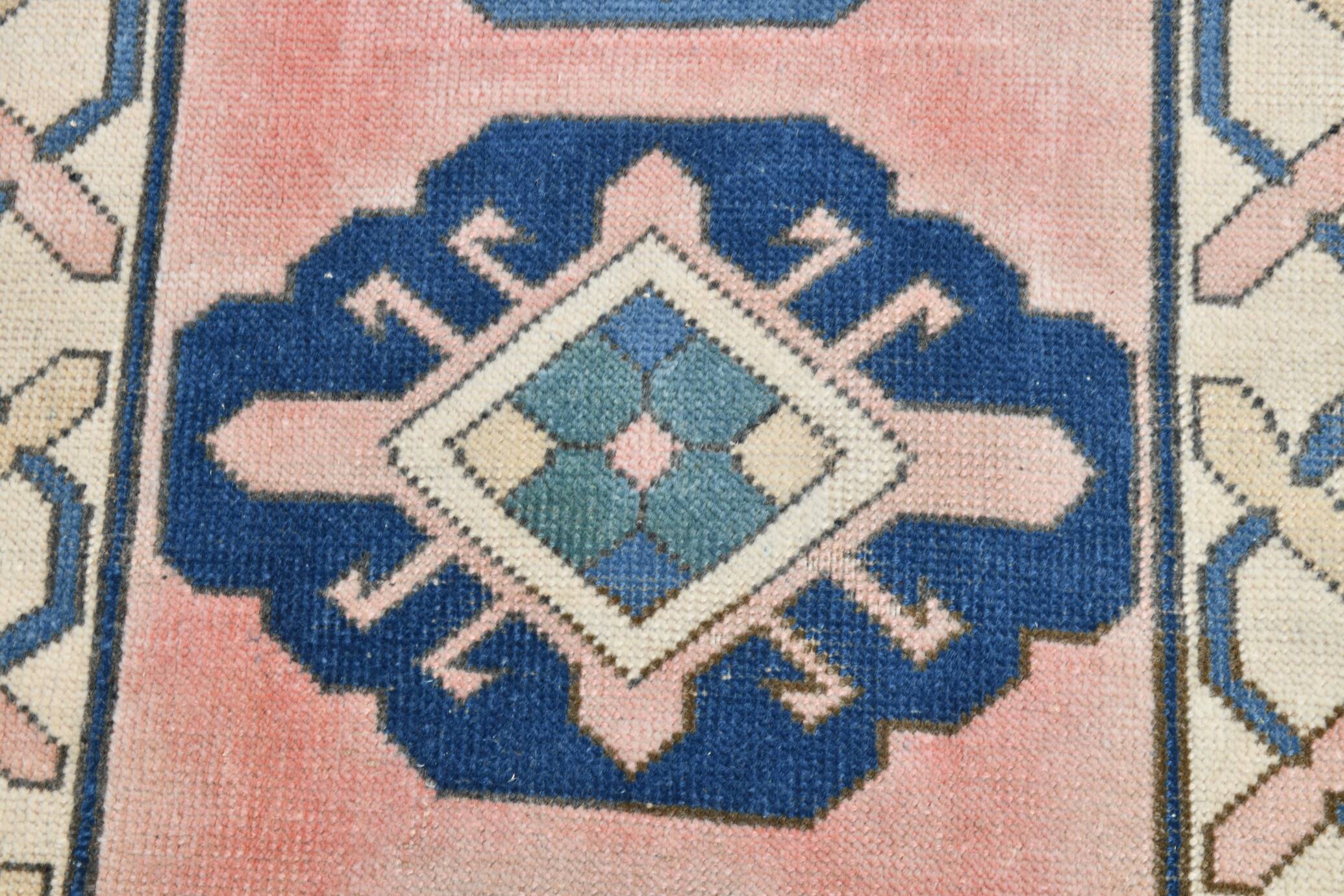 3x10 Pink & Blue Oushak Runner Rug 80x325Cm SK 22171