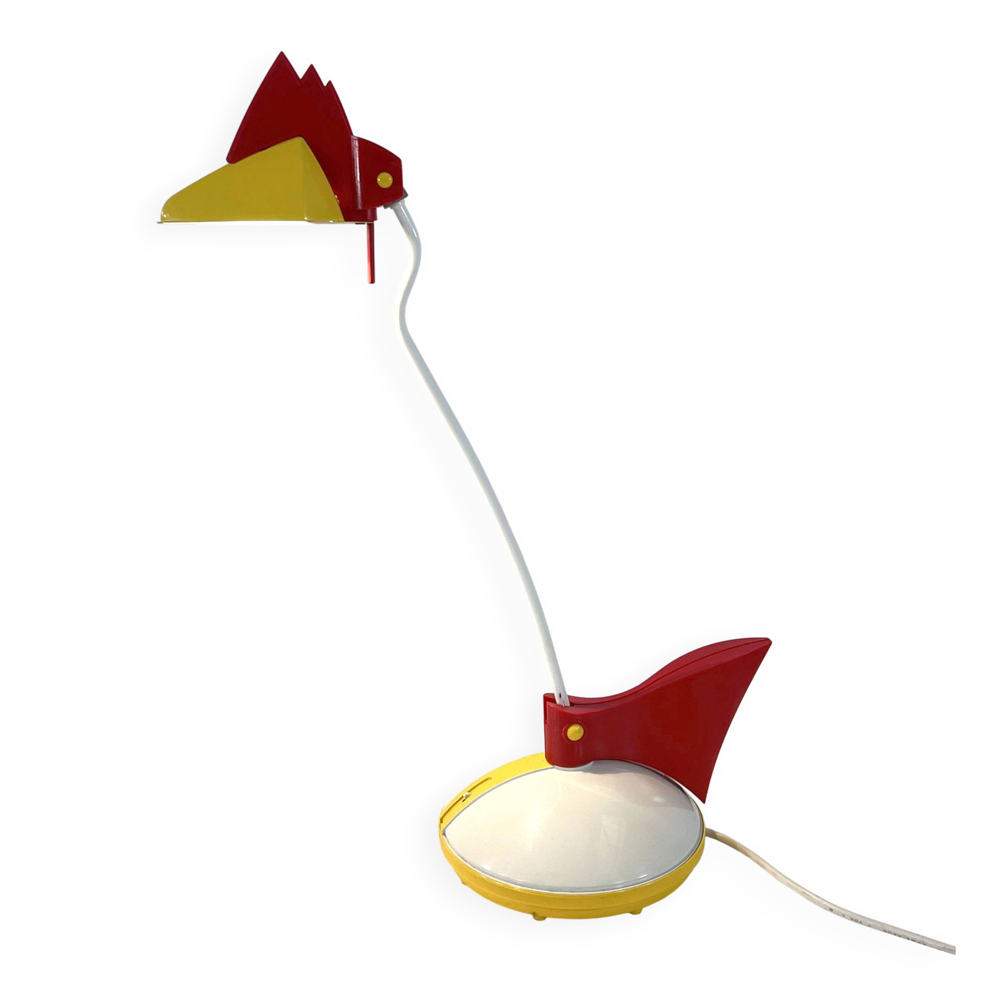 Red and white toucan desk lamp by Brilliant Leuchten Germany, 1980.