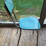 Formica vintage green table and opaline - 6 matching chairs