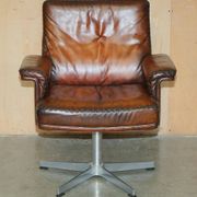 Chaise de bureau pivotante Mid Century Modern De Sede DS35 cuir