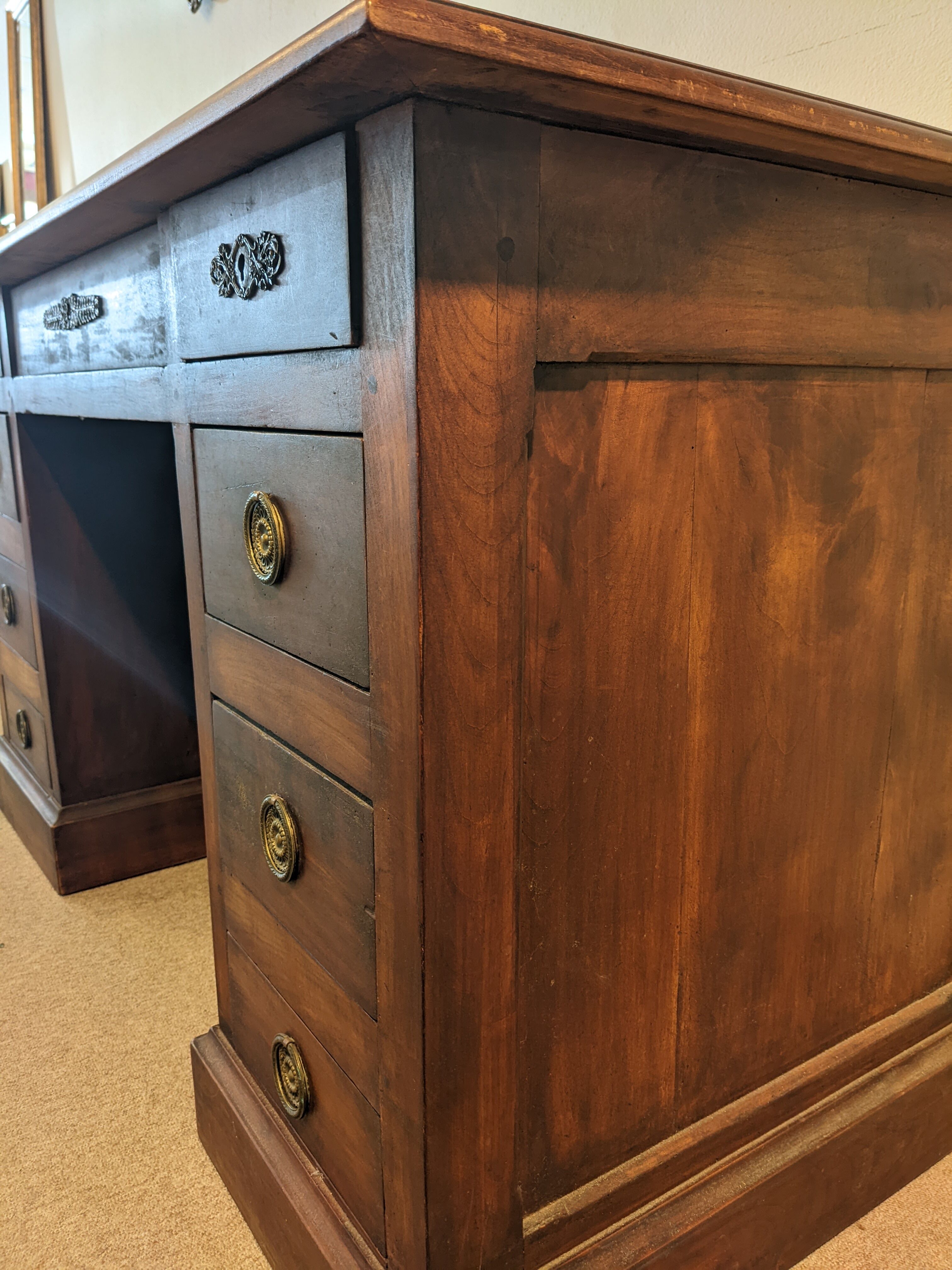 Old desk leather top