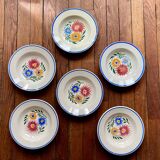 Lot 6 assiettes creuses à fleurs modèle "Rustique" Sarreguemines