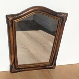 Mirror - Vintage 49x43 cm - Bamboo, Rattan - Patinated wood 1970