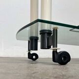 Postmodern Italian bar cart in glass and metal by Metalnova, 1980s.