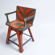 Pine chair from the 1940s with recent trompe l'oeil paint.