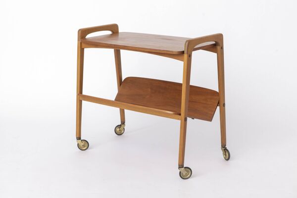 Chariot de bar vintage sur roues, table chariot moderne du milieu du siècle, Allemagne des années 1960