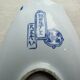 Beurrier, ravier oval signed Creil Montereau model YEDO in blue